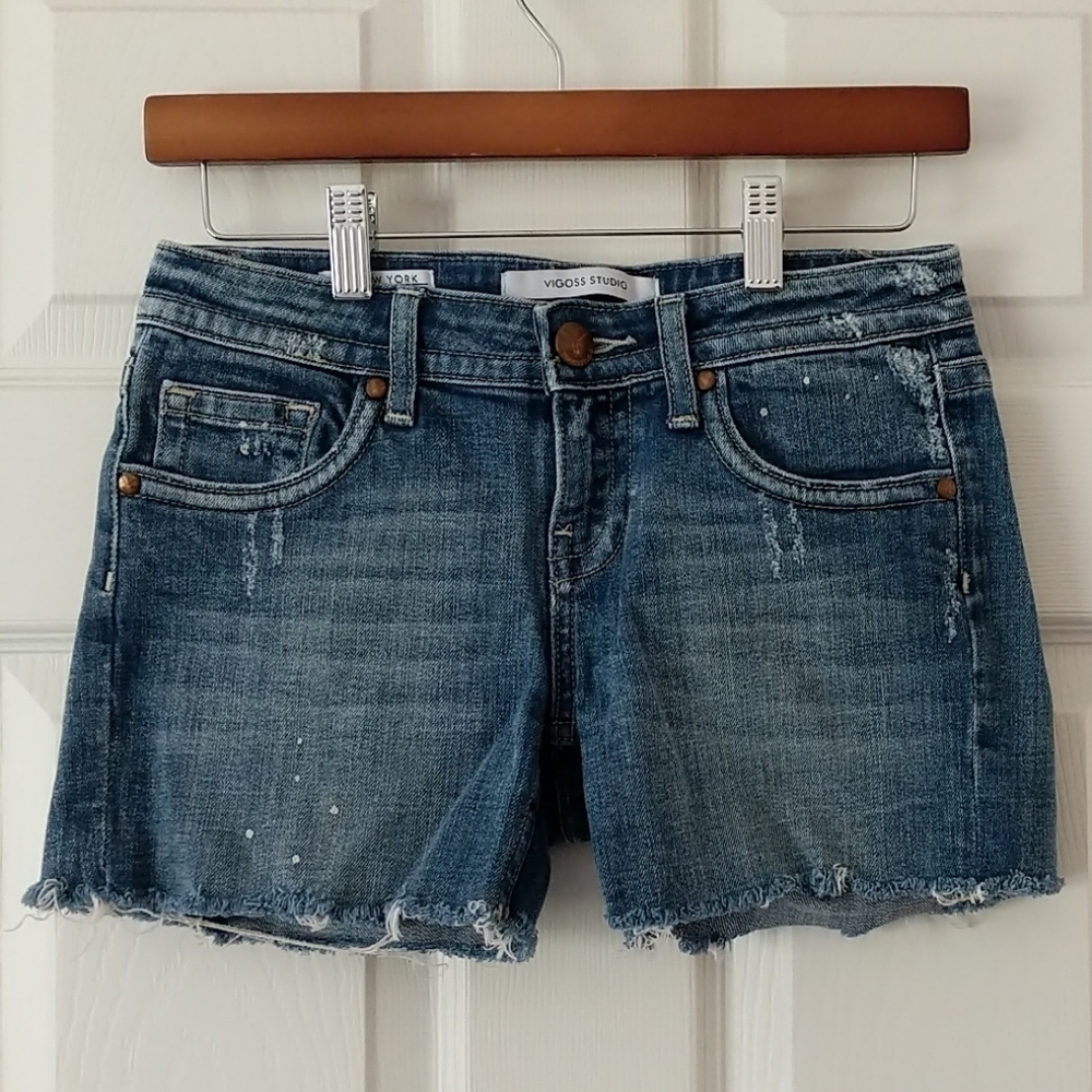 Vigoss Studio Distressed Medium Wash Jean Denim Shorts Size 0